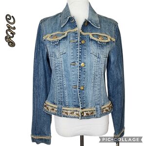 INC jacket denim with emblished pockets buttons & trim nwts sz lrg